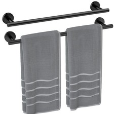 2 Pack Matte Black Towel Bar 24 Inch, Thicken Towel Rack for Bathroom Wall, S...