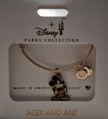 Disney Parks Alex And Ani Classic Mickey Mouse Stand Pose Charm Bangle Bracelet 