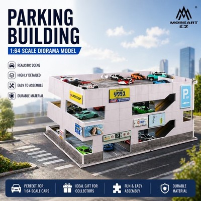 1:64 Garagen-Diorama-Szene Parkplatz Modell LED Diecast-Modellautos Vitrine DE