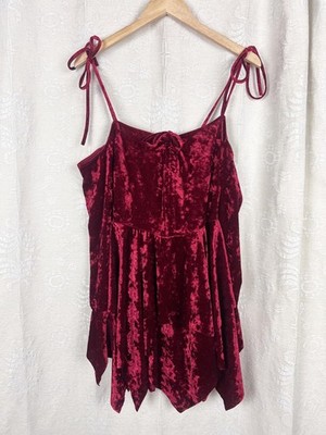 Current Mood F is For Fairies Handkerchief Dress crushed red velvet  whimsigoth | eBay
