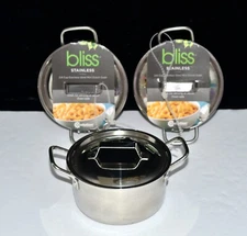 Bliss Ecolution * 3 STAINLESS STEEL MINI DUTCH OVENS * 2.6 Cup Capacity, Unused
