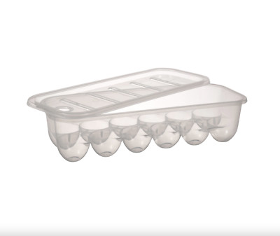 Essentials  Rectangular Plastic Egg Storage Container with Lid Hold 12Eggs - NEW