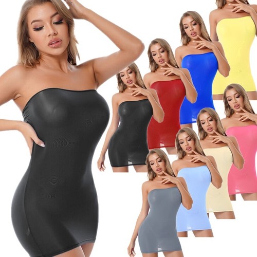 Damen Nahtlos Trägerlos Bleistiftkleid Stretchig Mini Schlauchkleid Bodycon Kleider - Bild 1 von 81