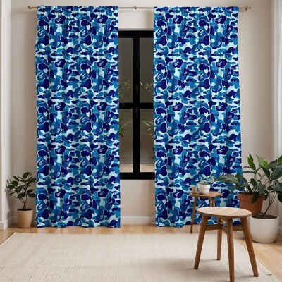 A Bathing Ape Pattern Blue Curtain, Bape Curtain, Street Fashion