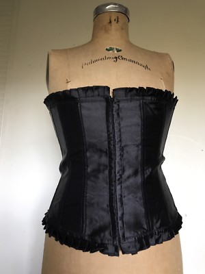 トップス burlesque corset tops black BURLESQUE Corset Black Satin LaceUp Bustier COSTUME Sexy WAIST