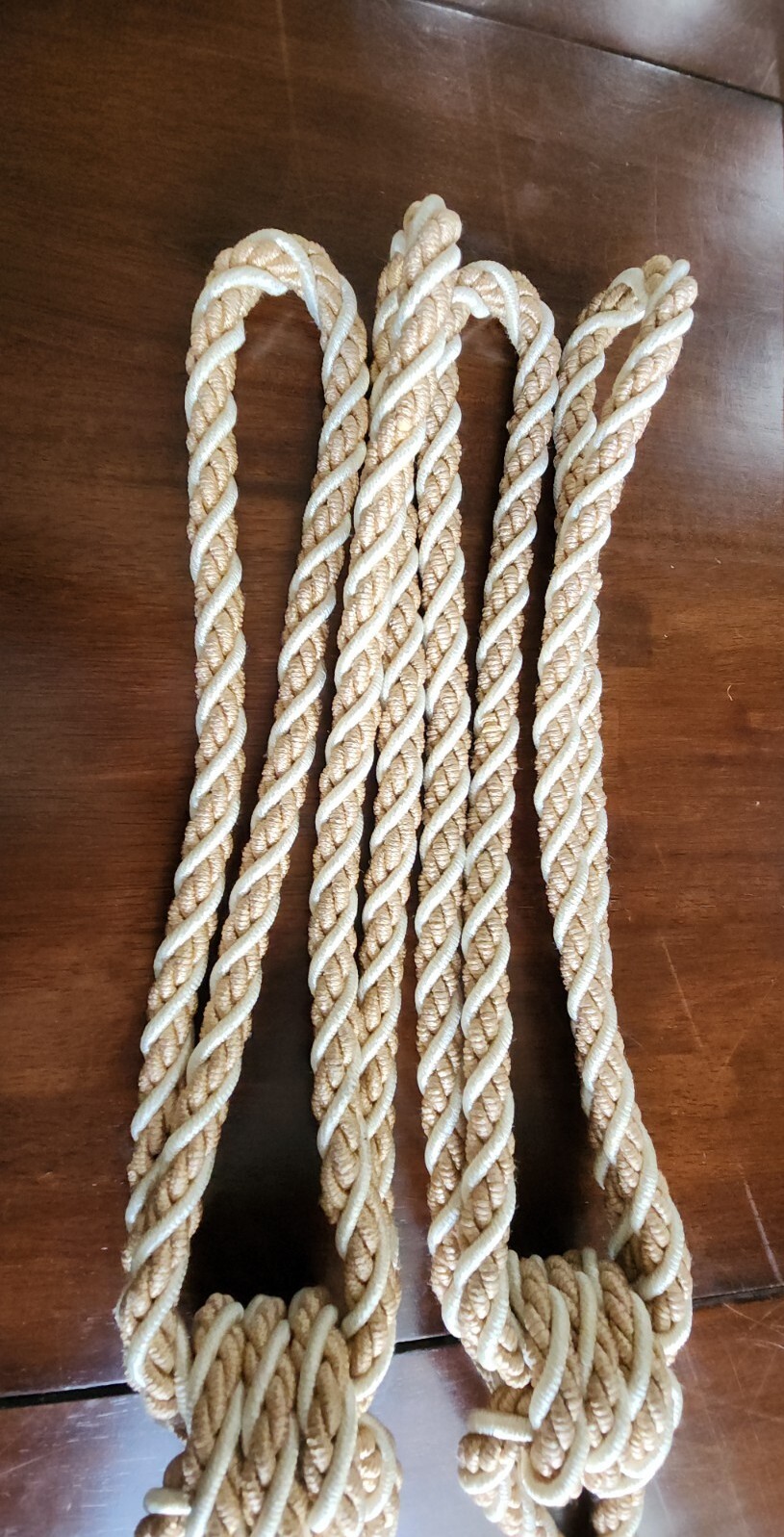 Window Curtain Tassel Tie Back Drapery Rope Cord Tassels Beige Gold ...