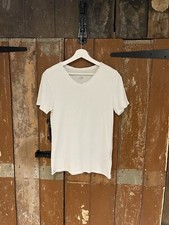 Lacoste T-Shirt Nightwear Top Men's Size Medium Cotton White V-Neck