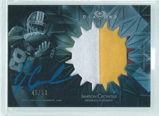 JAMISON CROWDER 2015 TOPPS DIAMOND 3 COLOR PATCH ON CARD AUTO RC #D 46/50