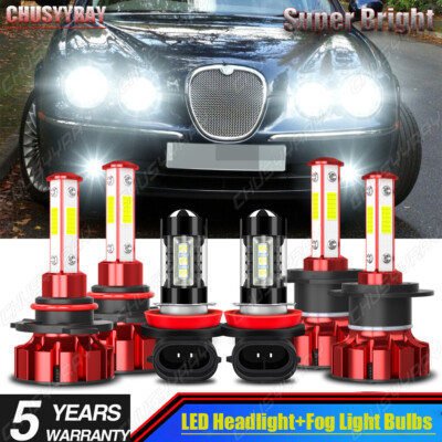 Para For Jaguar S-Type 2005-2007 2008 Faro LED Luz alta / baja + Luz antiniebla