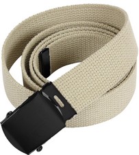 Khaki Military Cotton Web Belt with Black Buckle