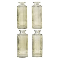 Mini Vasen Glas Rillen Retro Vintage Dekorativ GrüN Ø5Cm 4Er Set, 4 StüCk