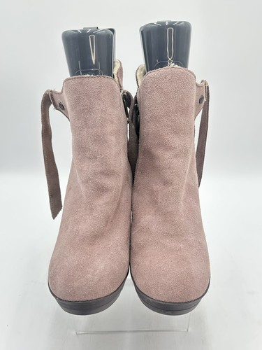 BEARPAW Winter Suede Bootie Heeled Boots Sz 9 Tan Wool Shearling Insulated EDEN - Picture 11 of 18