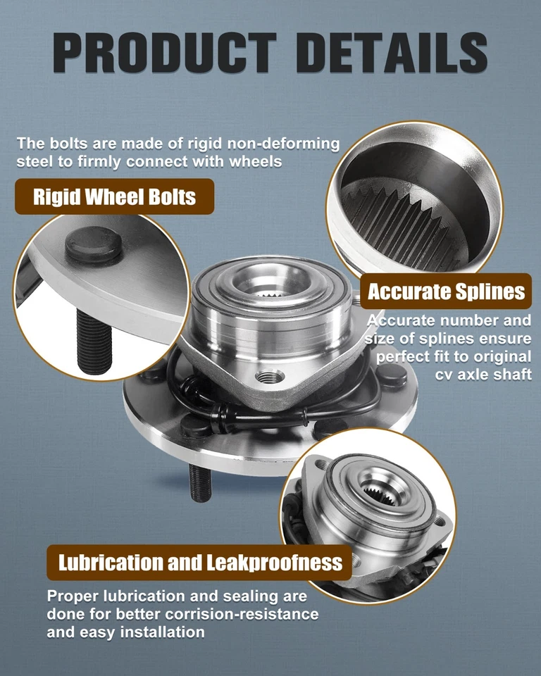 Pair Front Wheel Bearing Hub for 2004-2007 Nissan Titan Infiniti QX56 6 Lugs Foto 4 de 4