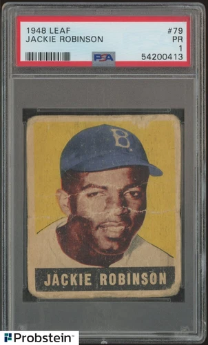 1948 Leaf #79 Jackie Robinson Brooklyn Dodgers RC Rookie HOF PSA 1 PR