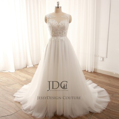 Flowy Lace Bodice Wedding Dress Bridal Gown Custom made 2-28W Ivory Nude | eBay Flowy Lace Bodice Wedding Dress Bridal Gown Custom made 2-28W Ivory Nude | eBay