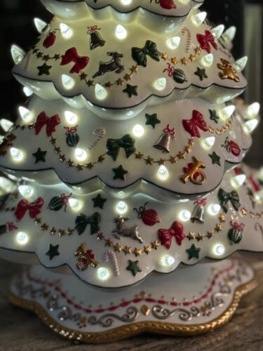 "Árbol mágico de Navidad Danbury vintage como nuevo porcelana blanca iluminada vacaciones 19""" - Imagen 2 de 22