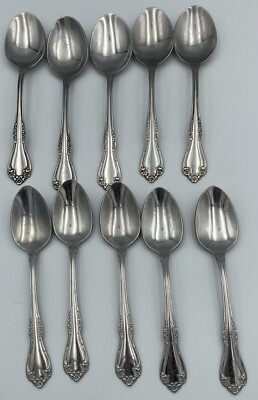 Wm A Rogers MANSFIELD Spoons Deluxe Stainless Oneida Ltd Flatware Lot Of 10 READ