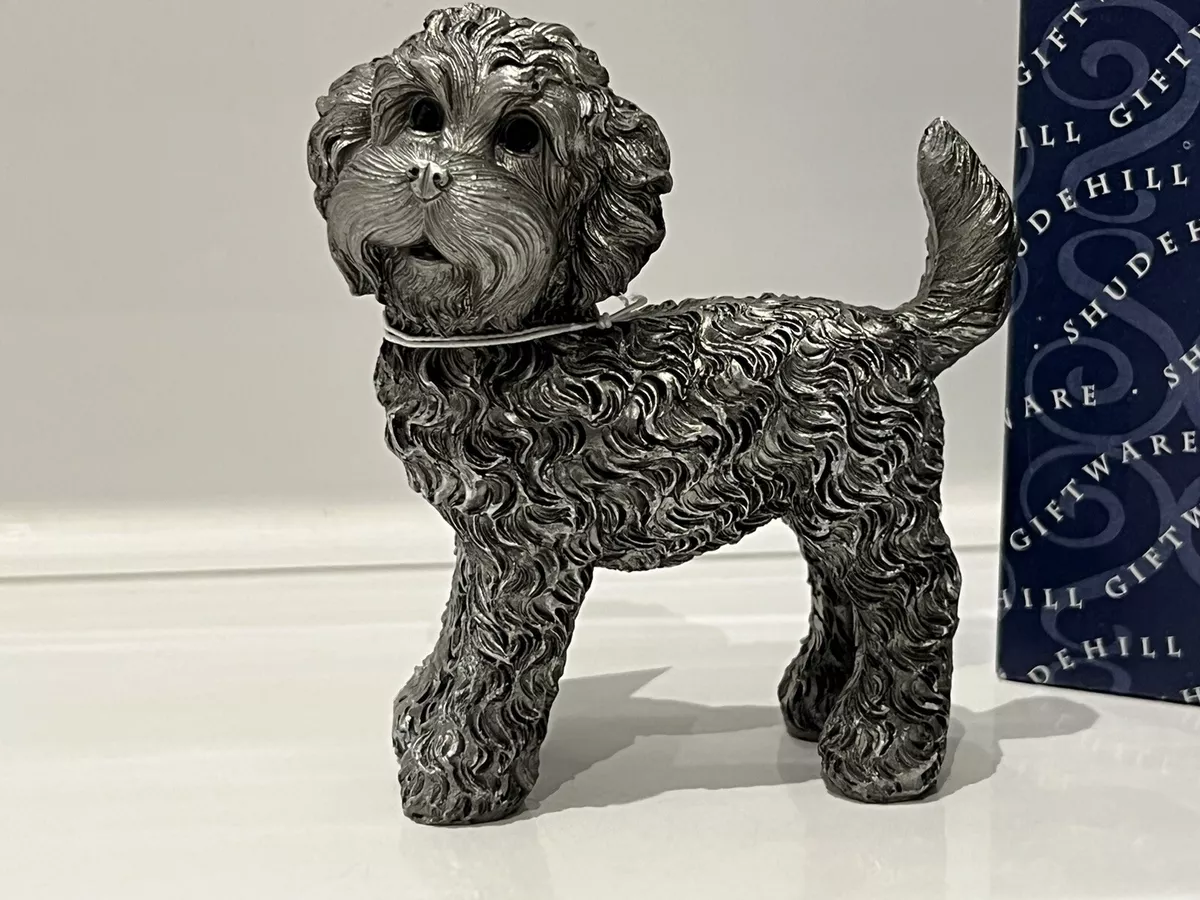 Cockapoo Dog Ornament Figure Silver Standing Gift