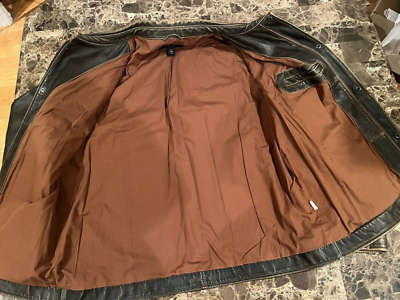 Vintage GAP Leather Jacket Mens (XL) Brown Distressed Y2K Biker