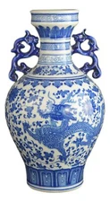 Festcool Classic Blue and White Dragon Porcelain Vase, Jingdezhen, China