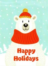 FUN POLAR BEAR HAPPY HOLIDAYS Christmas Greeting Card w/ Envelope MG76