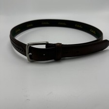 Cabelas Brown Leather Belt Braided Woven Basket Weave Mens Size 34
