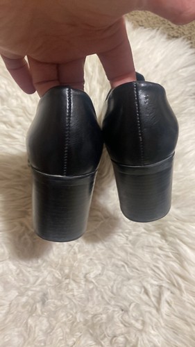 Franco Sarto Vintage Y2K Black Leather Chunky Square Toe Block Heel - Size 6M - Picture 6 of 8