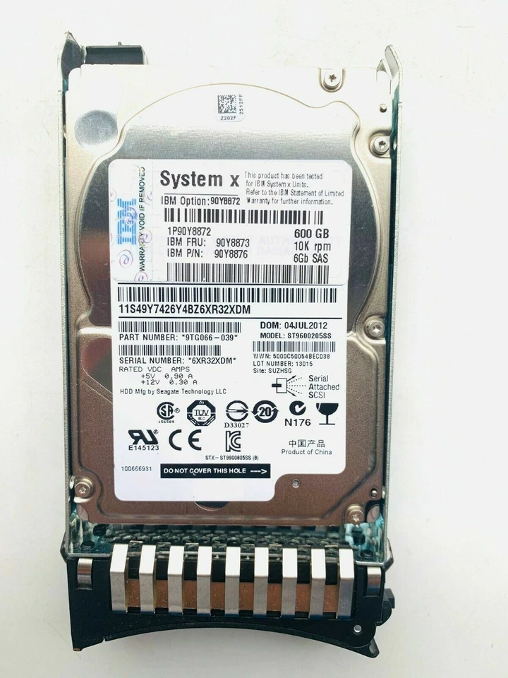 IBM 90Y8873 90Y8872 90Y8874 90Y8876 600GB 10K 6G 2.5" SAS G2HS HARD DRIVE - Image 2 of 4