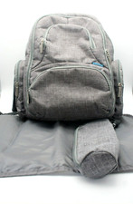 Diaper Bag Backpack and Changing Pad  Insulated bottle Bag Gray Clean CoolBel l