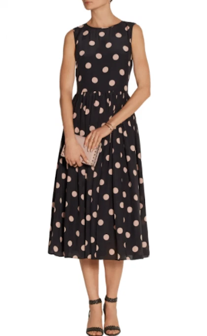 Abito rosso Valentino a pois seta crepe de chine taglia 42 = adatto agli Stati Uniti s m nuovo senza etichette