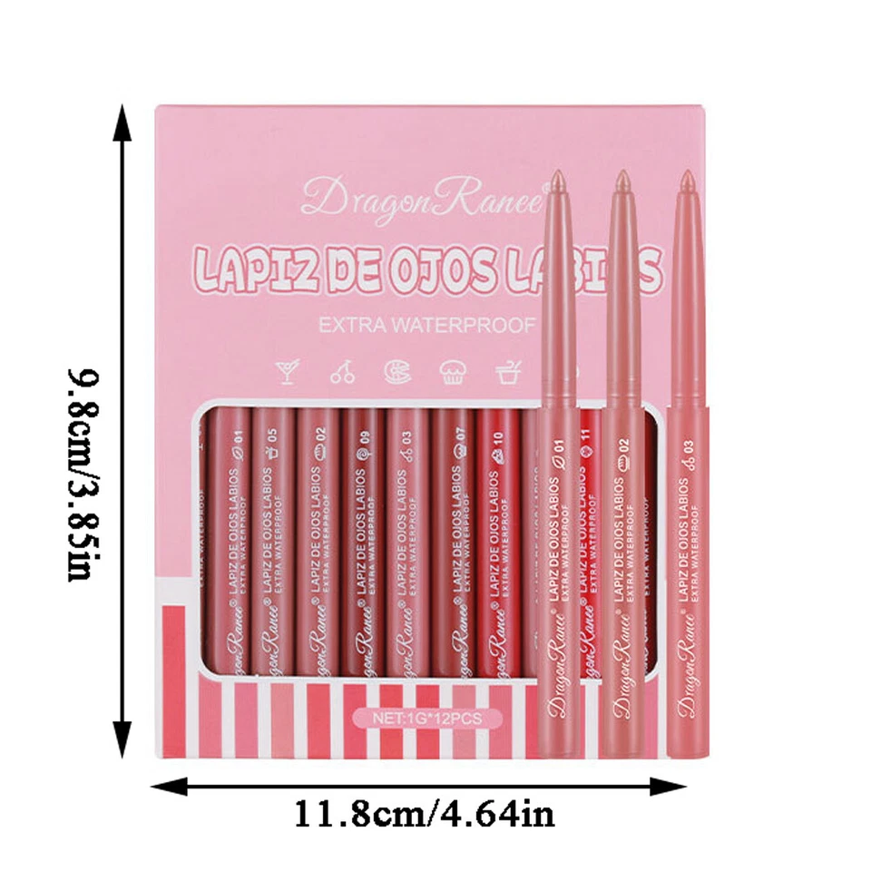 12pcs/Set Waterproof Pencil Lipstick Long Lasting Makeup Matte Lip Liner Pen - Image 3 of 4