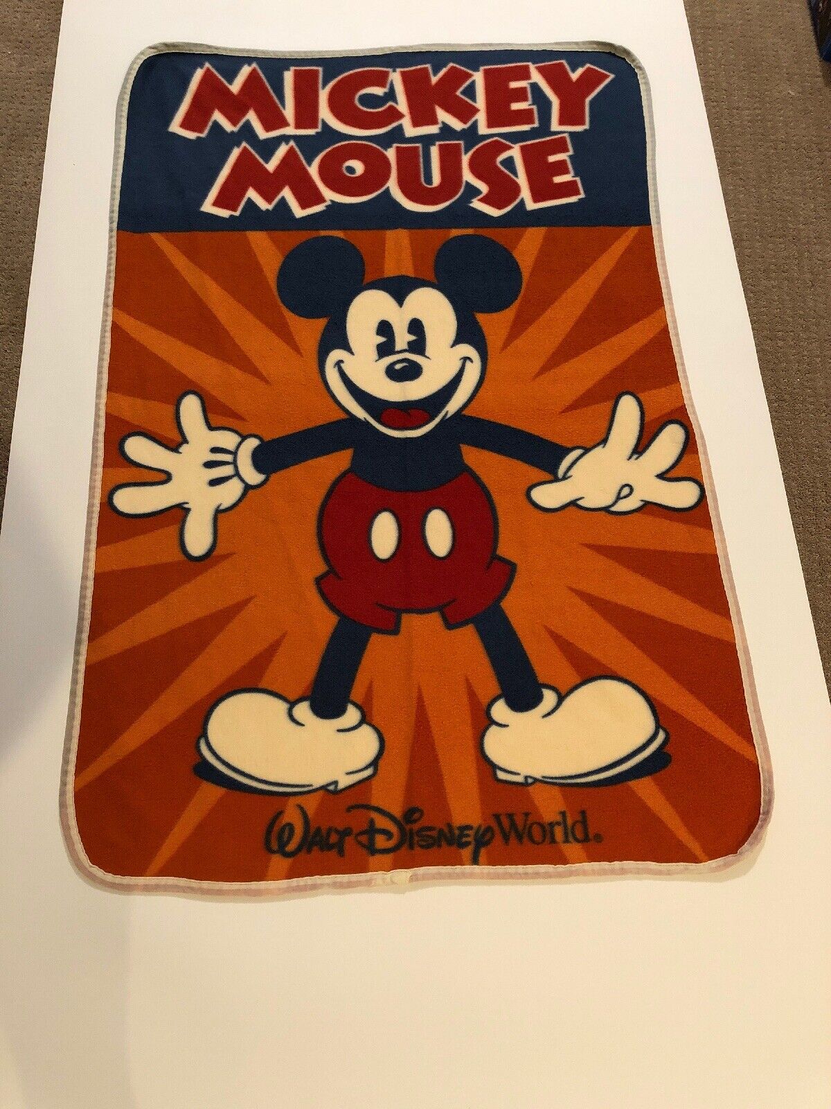 Walt Disney World Parks Mickey Mouse Orange Navy Red Fleece Throw Blanket For Sale Online EBay