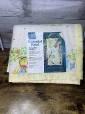 VTG Enchanted forest NWT Baby Blanket 45"X 40" Acrylic Nylon border Animals