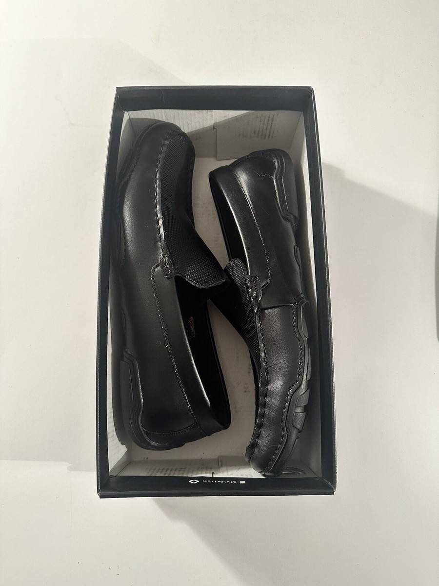 ROBERT WAYNE MENS NEW BLACK LEATHER SLIP-ON SHOES SIZE: 9 1  display picture 2