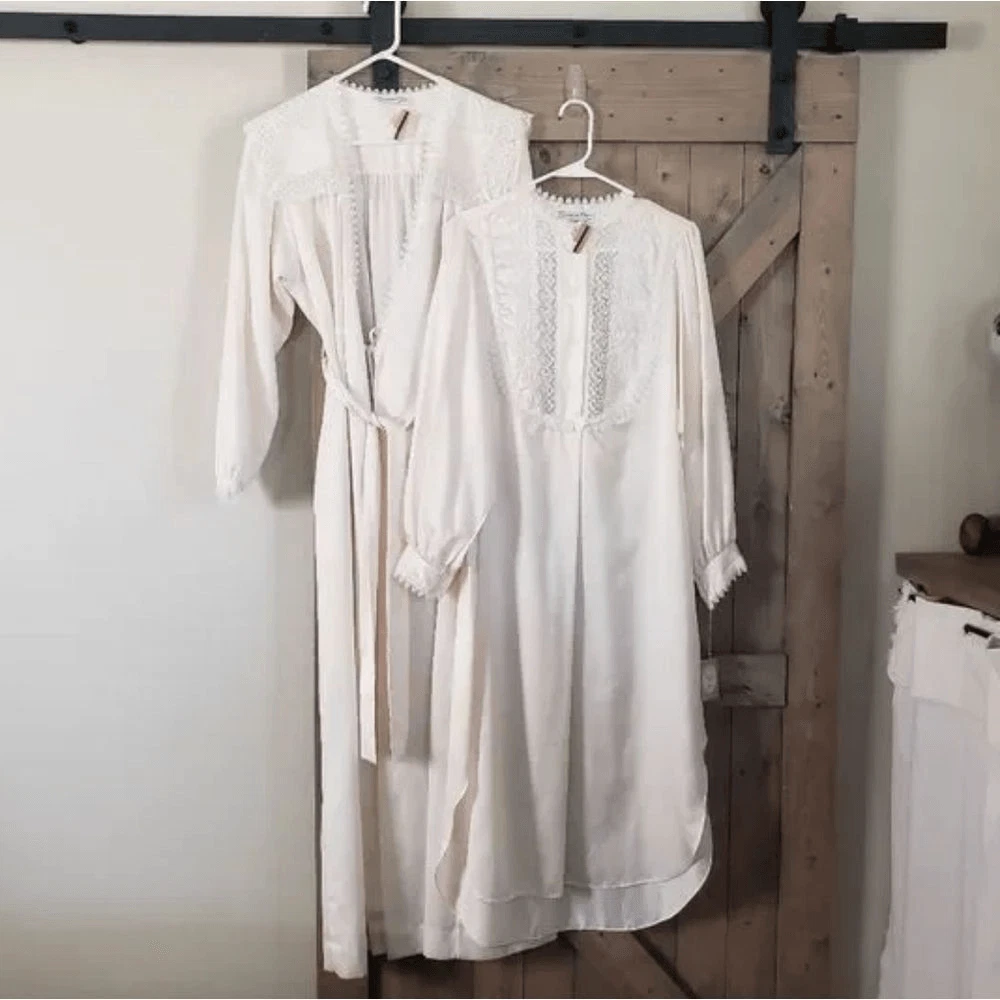 Camicia da notte Christian Dior vintage nuova con etichetta set piccola anni 70 80 modesta sposa