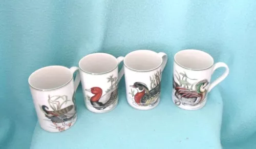 1980 Fitz and Floyd Canard Sauvage Mallard Duck Mugs Set of 4 Japan