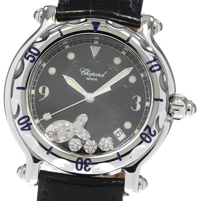 Chopard Happy Sport Fish Date 8347 Quartz Stainless Steel Black Dial 38mm Used