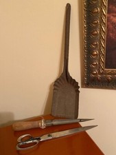 VERY OLD AND HUGE SET OF SCISSORS, SILO POKER FOR GRAIN SAMPLES AND METAL SHOVEL