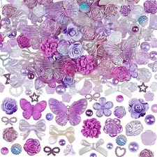 350 Pieces 3D Colorful Resin Flower and Butterfly Charms for DIY Jewelry