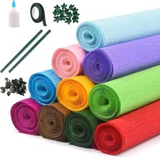 10 Colors Crepe Paper Rolls for Flower Making Extra Long Flower Making Paper She