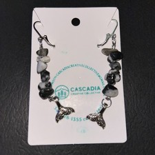 NIP Dangle Earrings/Silver tone, mermaid tail stone earrings