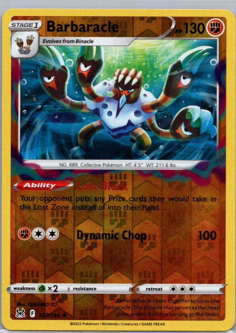 Pokemon TCG Barbaracle 107/196 Lost Origin Rev Holo NM