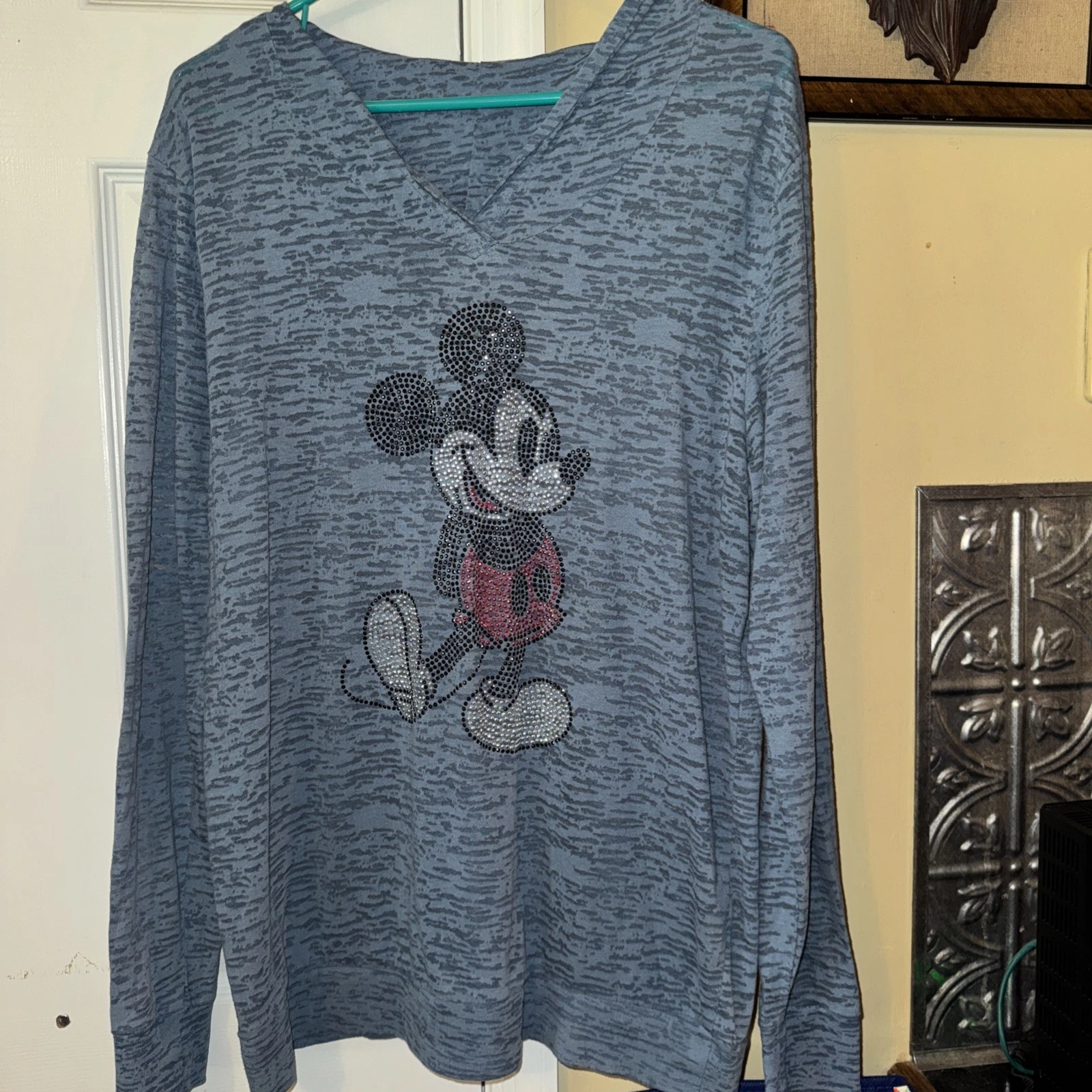 Disney Parks Mickey Mouse Long Sleeve Lightweight Hoodie Shirt XXL Blue