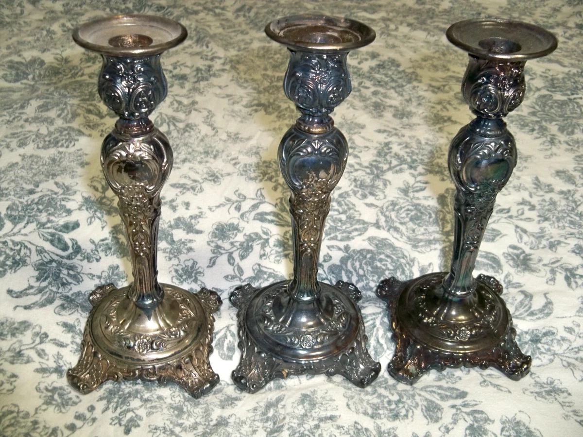 Wm. Rogers & Son Antique US Silver-Plated Candlesticks