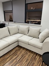 Creamy 5 Seater Corner Sofa Grey Fabric Good Condition Collection Manchester M16