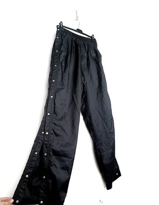 Nike Vintage Nylon Pantalone Nero Anni 90 Bottoni Pants Trainingshose Black