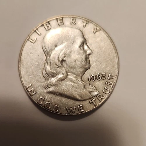 1963 Franklin Half Dollar Silver Coin Liberty Bell Design 50C 0.9 Fineness