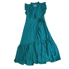 Kate Spade Poolside Dot Wrap Dress Women's Size 10 Emerald Coast Green Pink NEW