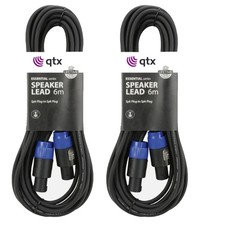 Image of 2 x QTX Audio Speakon to Speakon 6M Speaker Cable Lead DJ Disco Studio PA
