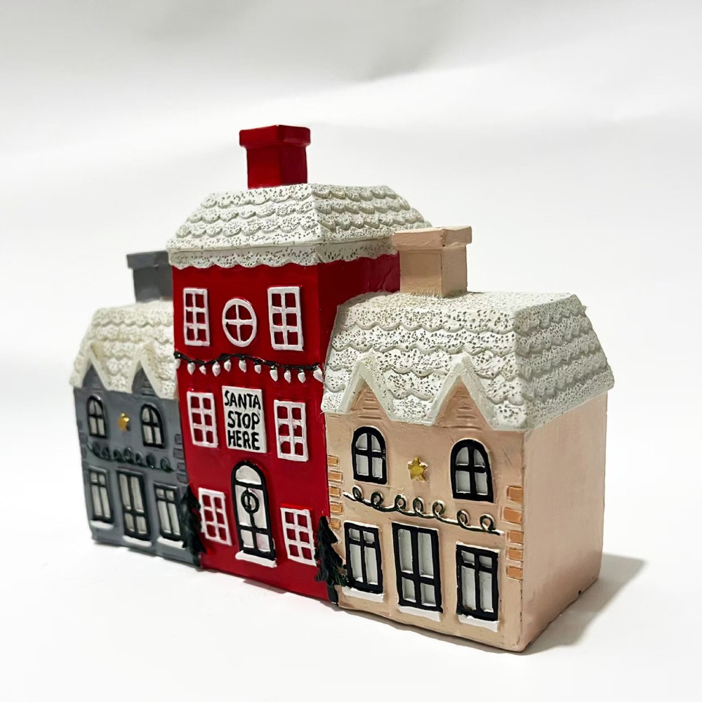 Christmas Village Log Cabin Incense Burner House Resin Incense Cone Holder Decor